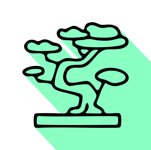 盆景平线图标细标志房子植物图片下载