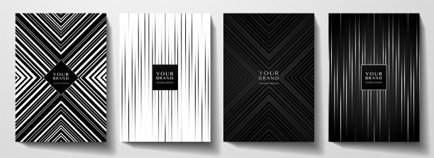 现代黑色封面，框架设计集。几何创意线模式溢价颜色:黑色和白色图片下载