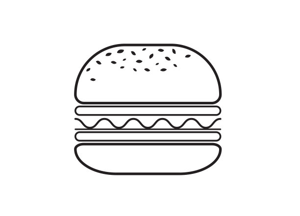 汉堡图标矢量在白色的背景。图片下载