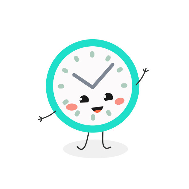 可爱有趣的卡通时钟人物挥手图片下载