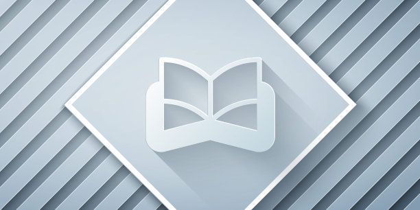 剪纸古老的魔法书与炼金术配方和神秘的咒语和结界图标孤立在灰色的背景。纸艺术风格。向量图片下载