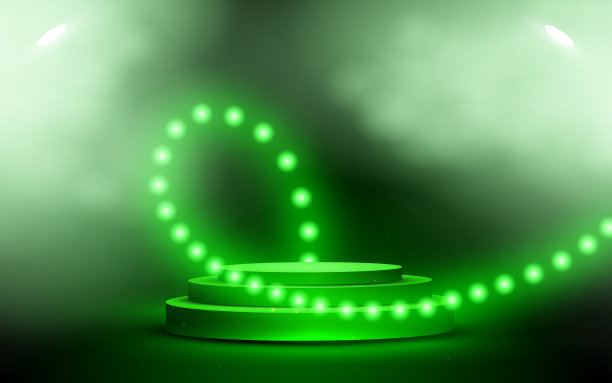 绿色讲台与烟雾舞台图片下载