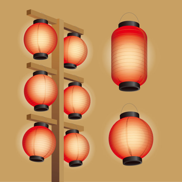 日本的长形和圆形灯笼图片下载