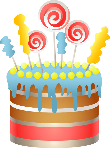甜蜜的生日蛋糕图标卡通风格图片下载