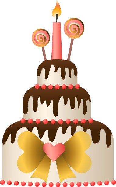 蝴蝶结生日蛋糕图标卡通风格图片下载