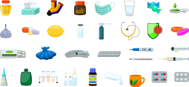 流感图标设置卡通风格图片下载