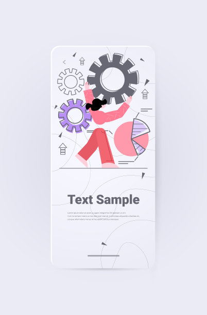 女商人旋转齿轮工作过程概念女商人推动齿轮图片下载