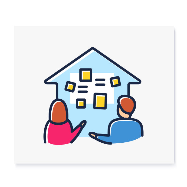 家庭教育课程颜色线图标图片下载