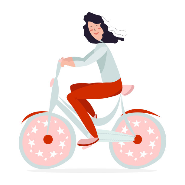 女孩骑着一辆可爱的自行车图片下载