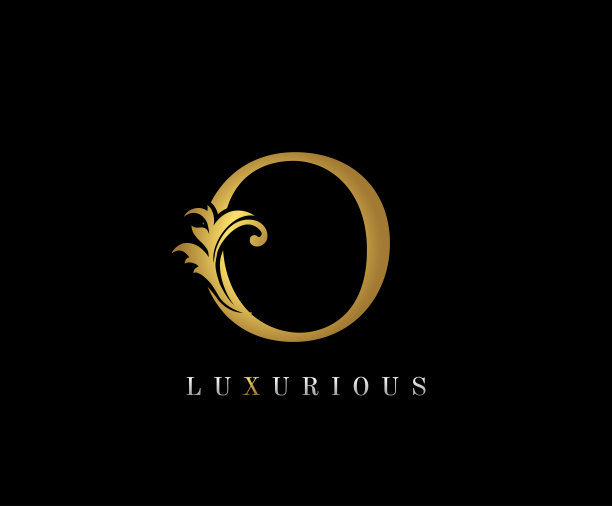 复古金O字母标志设计。图片下载