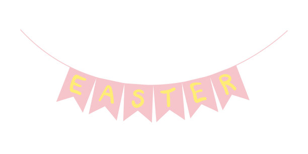 带有旗帜和字母的粉色复活节花环图片下载