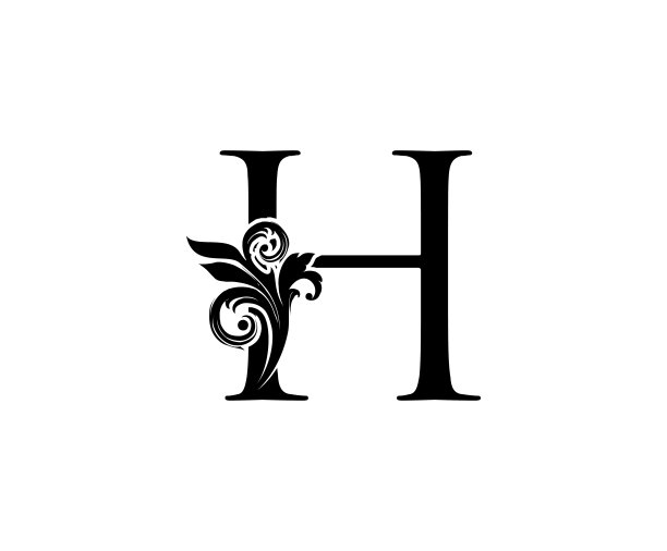 优雅的漩涡H字母图标设计。图片下载