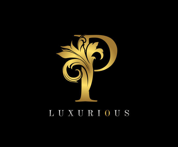 经典的金色P字母图标设计。图片下载