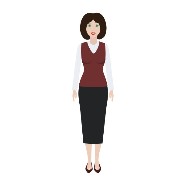 漂亮的办公室女性雕像设置矢量插图图片下载