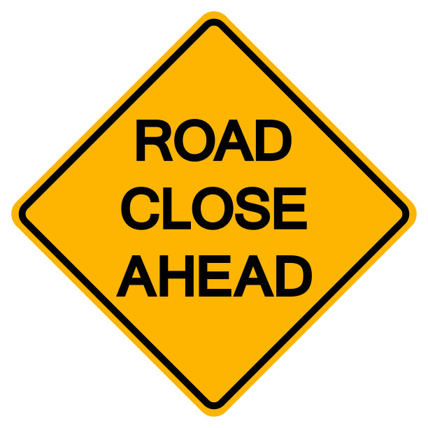 道路车道封闭交通道路标志标志孤立在白色背景，矢量插图图片下载