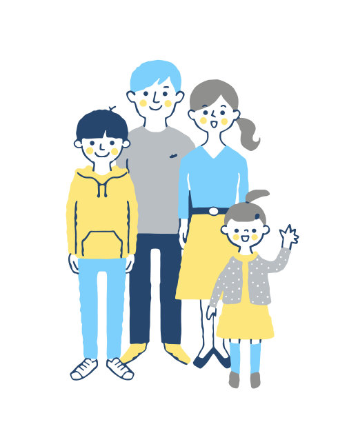一个家庭聚集的插图，4个人图片下载