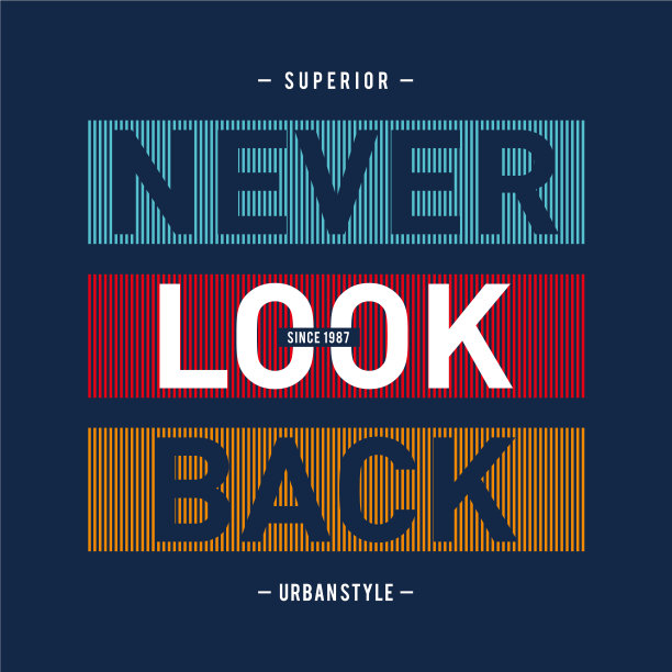 设计矢量排版永远不会回头为印刷t恤的男人图片下载