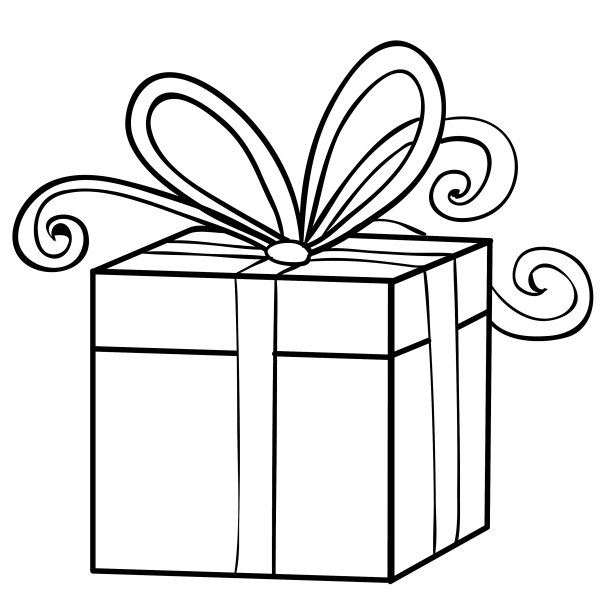 画一个盒子，绑上一个大蝴蝶结，礼物上色图片下载