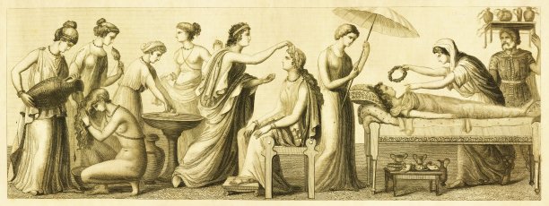 古希腊的生活。女人的生活|古董历史插图图片下载