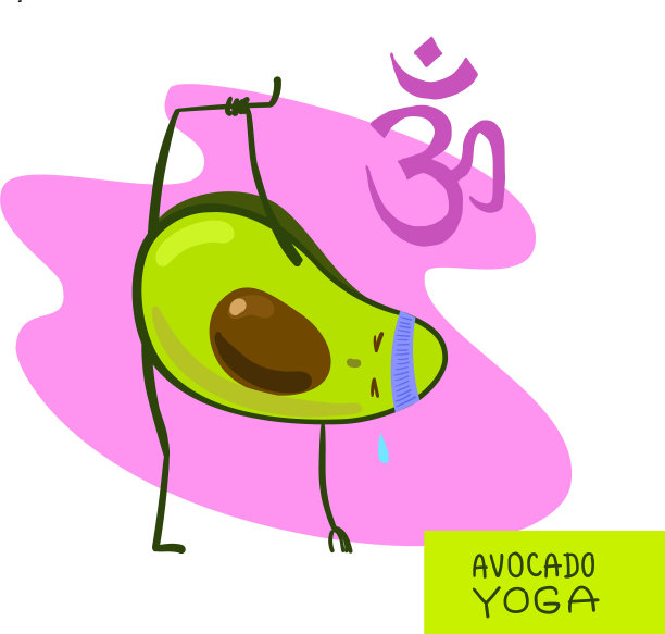 牛油果瑜伽卡通风格可爱的牛油果做瑜伽图片下载