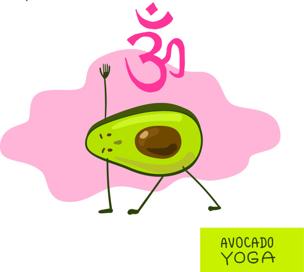 牛油果瑜伽卡通风格可爱的牛油果做瑜伽图片下载