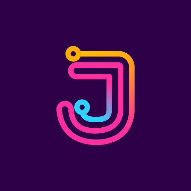 电线制成的彩色J字母标志图片下载