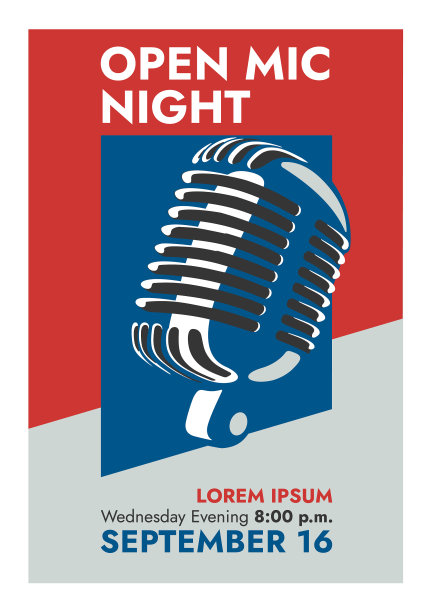 开麦夜-复古风格的海报图片下载