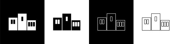 设置奖项在体育获奖者领奖台图标孤立的黑色和白色背景。向量图片下载