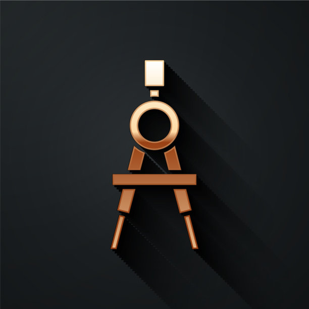 金色绘图罗盘图标孤立在黑色图片下载