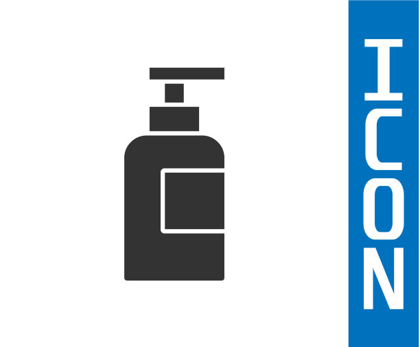 灰色瓶子的洗发水图标孤立在白色图片下载