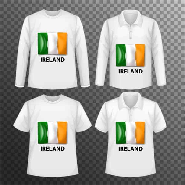 在不同的男式衬衫上设置爱尔兰国旗图片下载