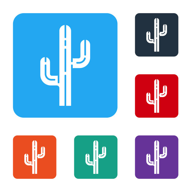 白色仙人掌图标孤立在白色背景图片下载