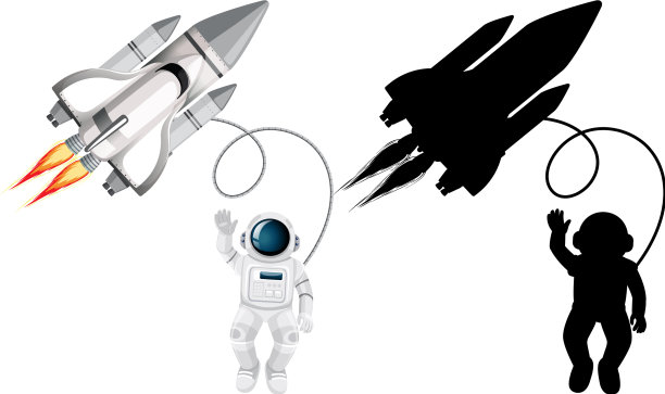 设定宇航员角色及其剪影图片下载