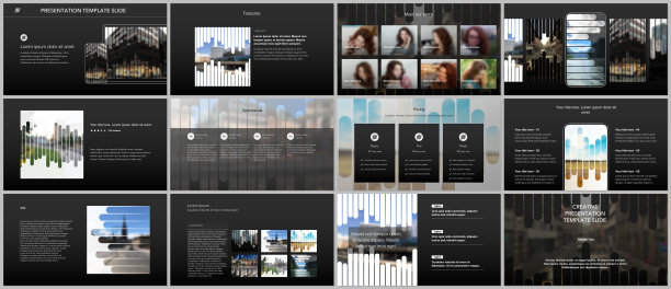 为网站设计，报告，投资组合的矢量模板。模板演示幻灯片，传单，传单，小册子，报告。背景模板与线条，照片场所的商业设计。图片下载