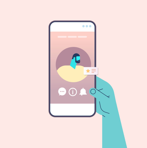 手用手机应用在线约会手机屏幕上的男性档案社交媒体虚拟关系图片下载