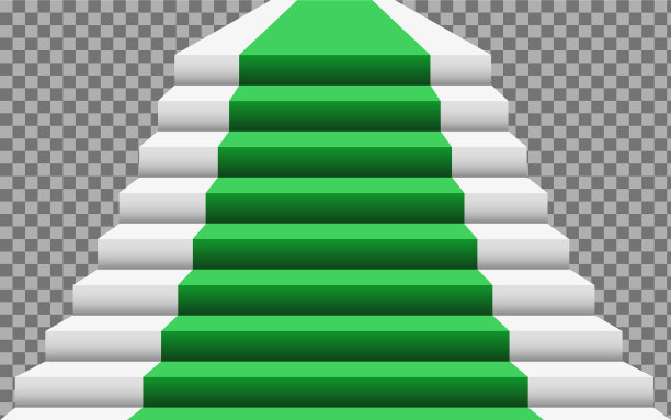 现实的石头楼梯与绿色地毯图片下载