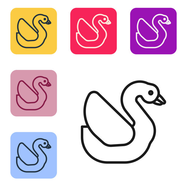 黑线天鹅鸟图标孤立在白色图片下载