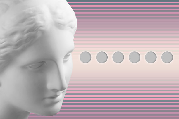 时尚艺术拼贴与石膏仿古雕塑维纳斯的脸在波普艺术风格。创意时尚概念形象，当代超现实主义风格。美丽、时尚、健康为主题。电子杂志的文化。图片下载