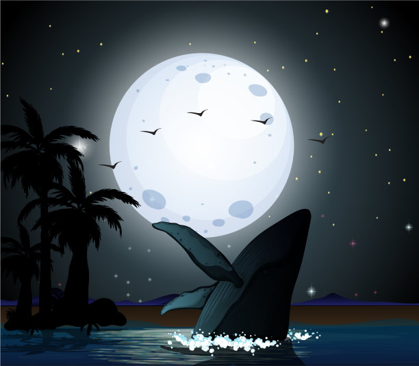 座头鲸在自然场景剪影图片下载