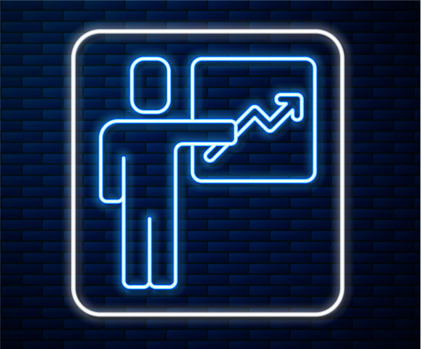 发光的霓虹线领导一个团队的执行图片下载