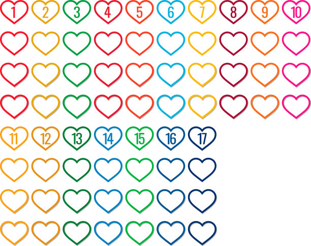 SDGs颜色心形标签集图片下载