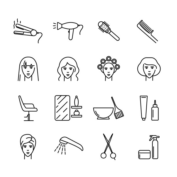 发廊图标设置图标理发烫发图片下载