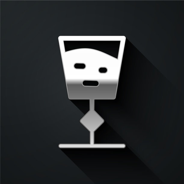 银色酒杯图标孤立在黑色图片下载