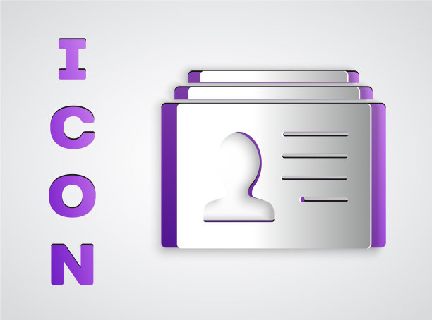 剪纸简历图标孤立在灰色背景图片下载