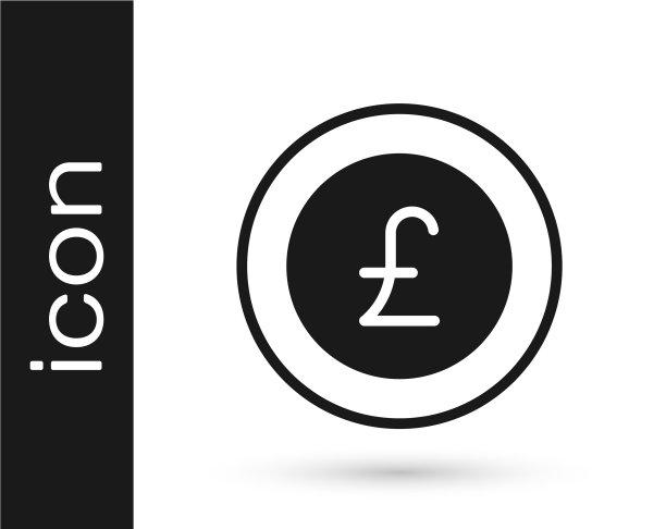 黑色硬币上印有英镑标志图标图片下载