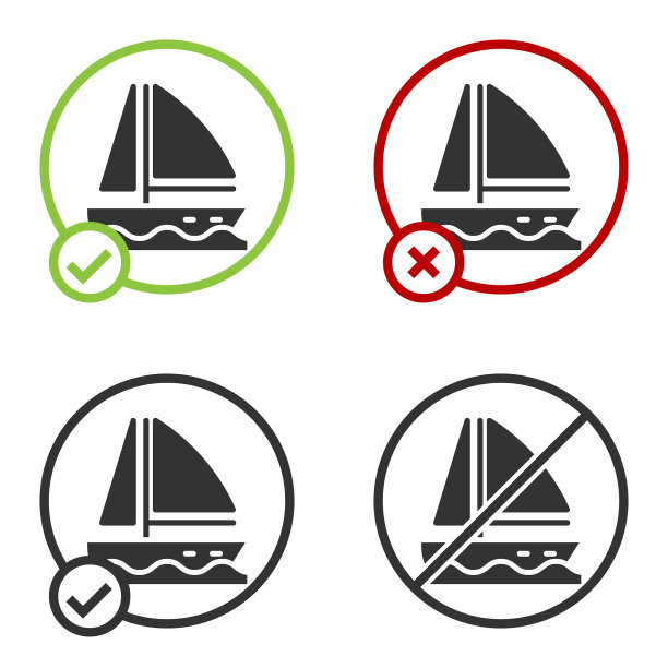 黑色游艇帆船或帆船图标孤立图片下载