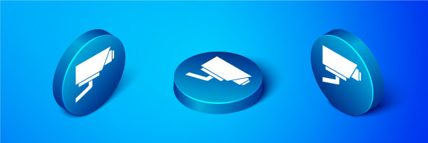 等距安全摄像头图标显示蓝色图片下载