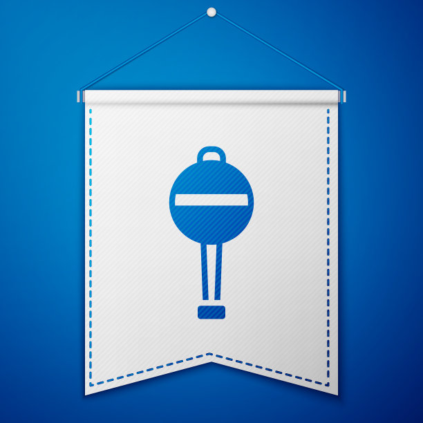 蓝色拨浪鼓电池图标孤立在蓝色图片下载