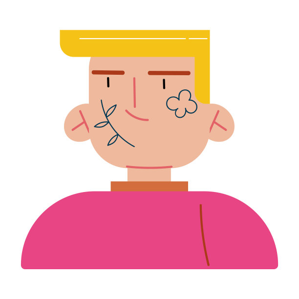 年轻的金发男人脸上有头骨纹身图片下载