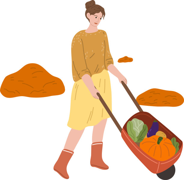 女农民扛着采摘的蔬菜进来图片下载